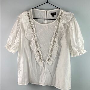 ontwelfth White Ruffled Women's Top Size L
